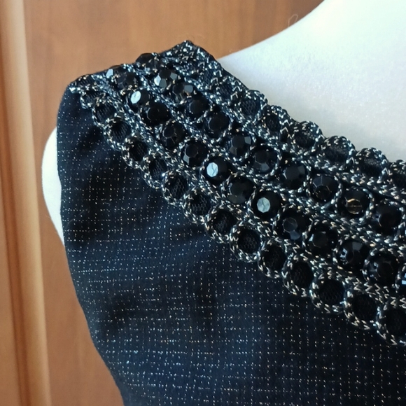 🍷 Connected Apparel Jeweled Black & Silver Cocktail Dress Size 6 - Picture 4 of 10